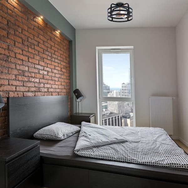 Brooks 15 in. 3-Light Vintage Bronze Semi-Flush Mount with Round Open Metal Cage Frame