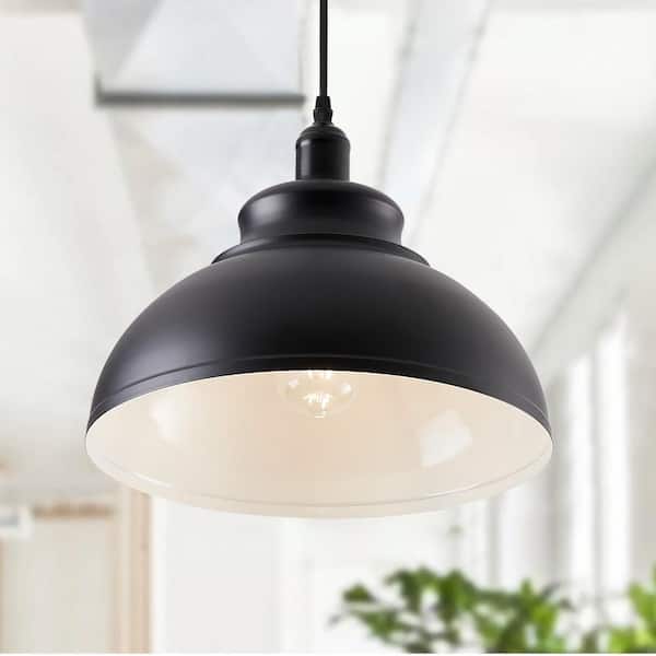40-Watt 1-Light 13.7 in. Farmhouse Island Black Pendant Light Adjustable Metal Industrial Hanging Ceiling light