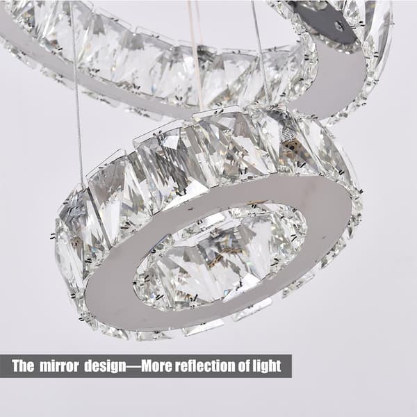 Modern LED 3-Light Chrome Crystal Chandelier Dimmable
