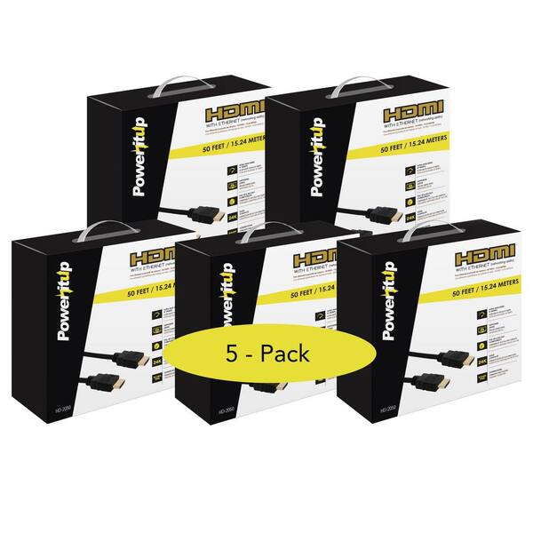 50 ft. HDMI v2.0 Cable with Ethernet in Black (5-Pack)