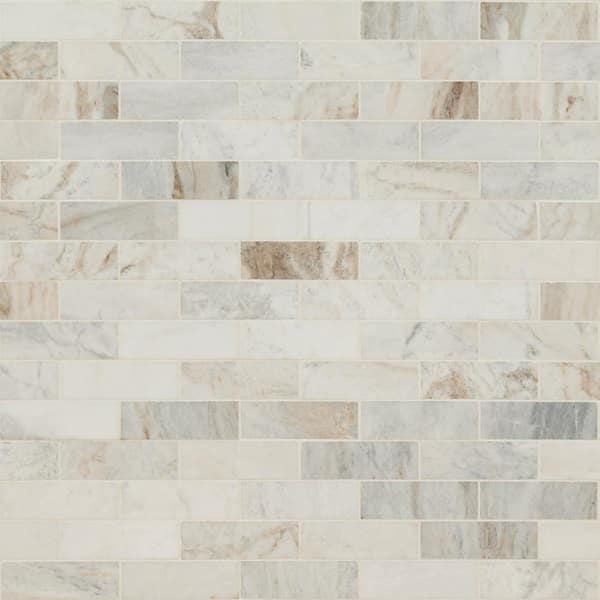 Arabescato Venato White 11.73 in. x 11.73 in. x 10mm Honed Marble Mosaic Tile (9.6 sq. ft./Case)