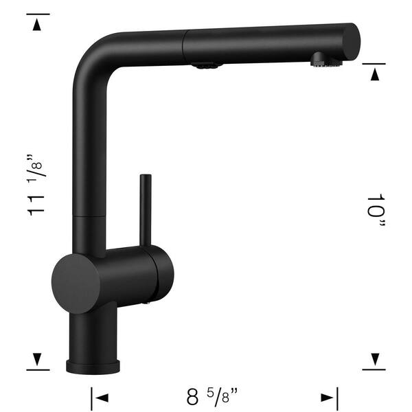 Linus Single-Handle Pull Out Sprayer Kitchen Faucet in Coal Black