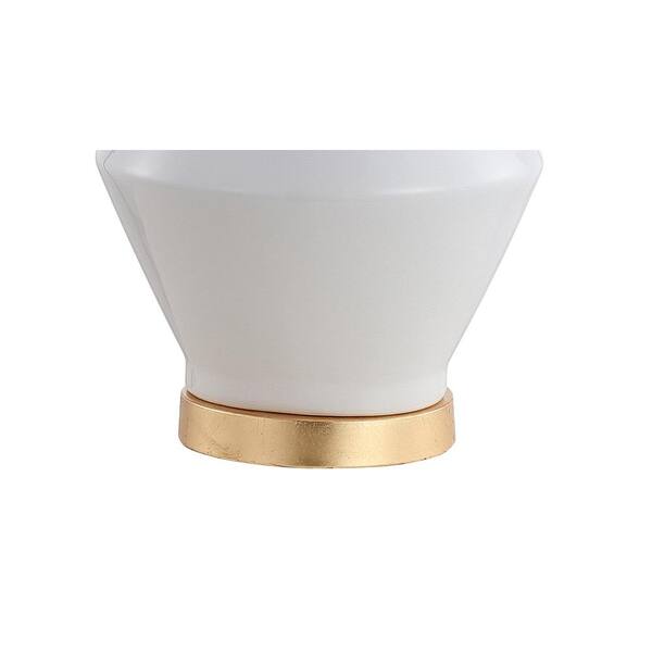 Alba 29 in. White/Gold Leaf Geometric Ceramic/Metal LED Table Lamp