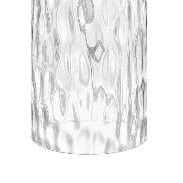 Krislyn 24 in. Clear Water Glass Table Lamp with White Linen Shade