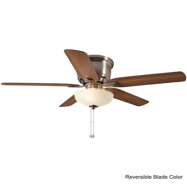 Holly Springs Low Profile 52 in. LED Indoor Brushed Nickel Ceiling Fan with Light Kit