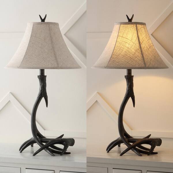 Antler 27.5 in. Black Rustic Resin LED Table Lamp