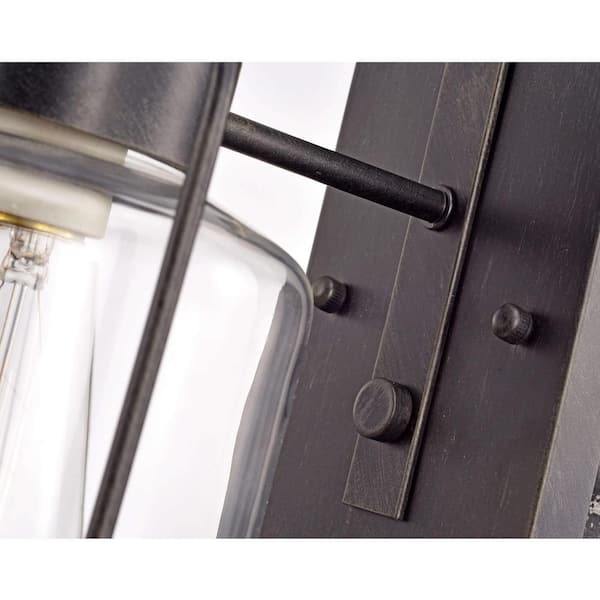 Ruby Antique Black Finish Rustic Wall Sconce Lantern 6.9 in. W x 8.9 in. D x 17.9 in. H