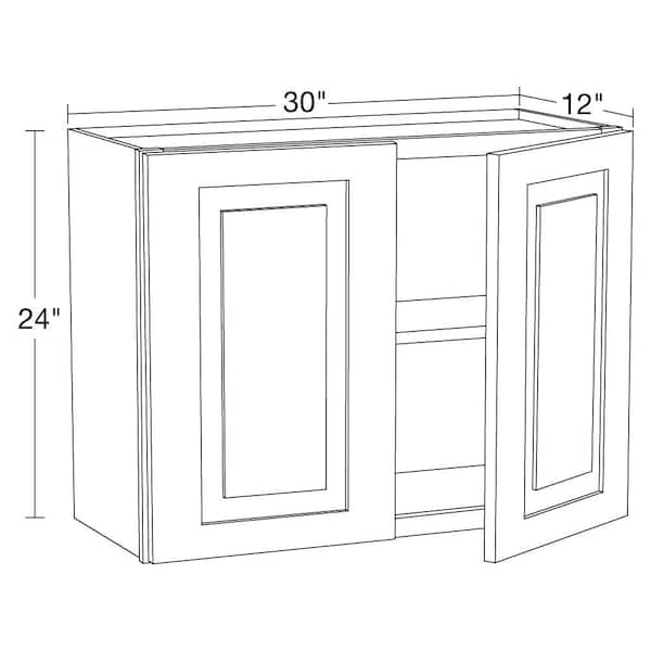 Grayson Pearl Gray Painted Plywood Shaker Assembled Wall Kitchen Cabinet Soft Close 30 in W x 12 in D x 24 in H