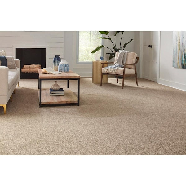 Still in Love II Friendship Beige 54 oz. Blend Texture Installed Carpet