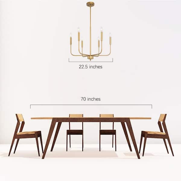 Modern Dark Gold Kitchen Linear Chandelier, 6-Light Farmhouse Antique Candlestick Ding Room Pendant Light Fixture