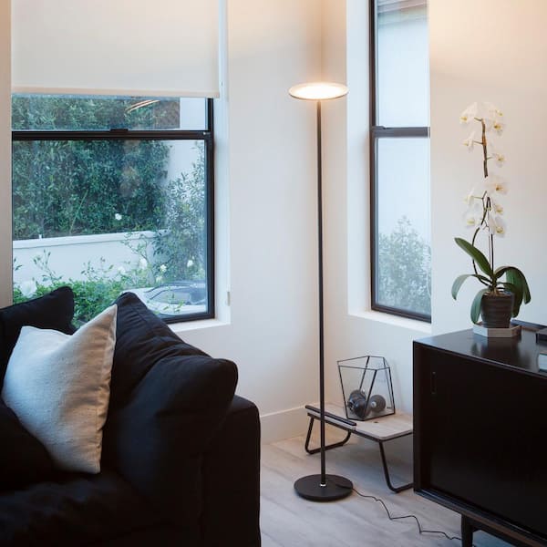 Sky Flux 67 in. Black Torchiere LED Floor Lamp with 3 Mode Dimmer