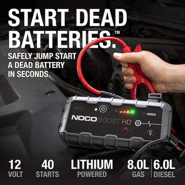 GB70 2000 Amp 12-Volt UltraSafe Lithium Jump Starter For Up To 8-Liter Gasoline And 6-Liter Diesel Engines