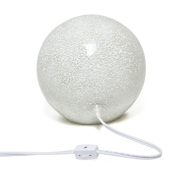 7.75 in. 1-Light White Mosaic Stone Ball Table Lamp