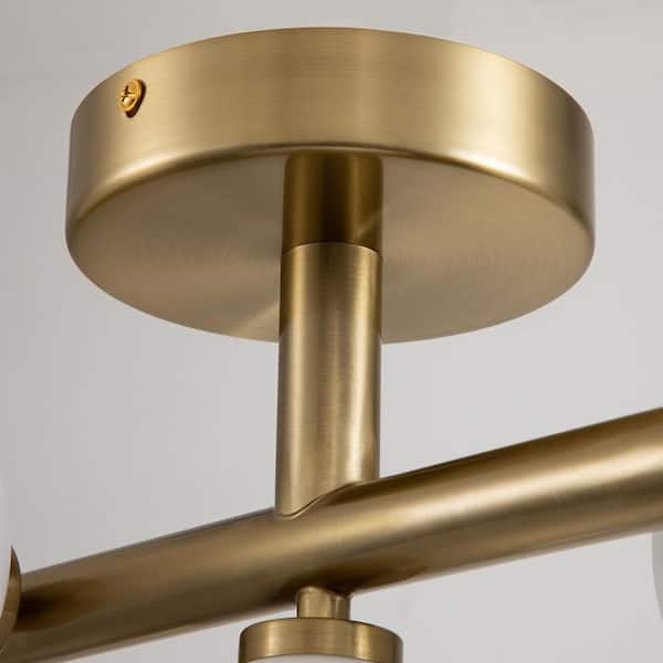 Lueck 12.99 in. 3-Light Brass Sputnik Glass Semi Flush Mount