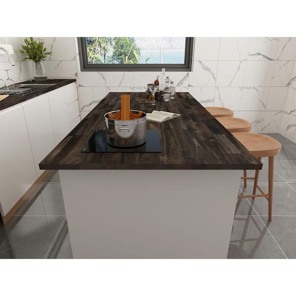 8 ft. L x 25.5 in. D, Acacia Butcher Block Standard Countertop in Espresso with Square Edge