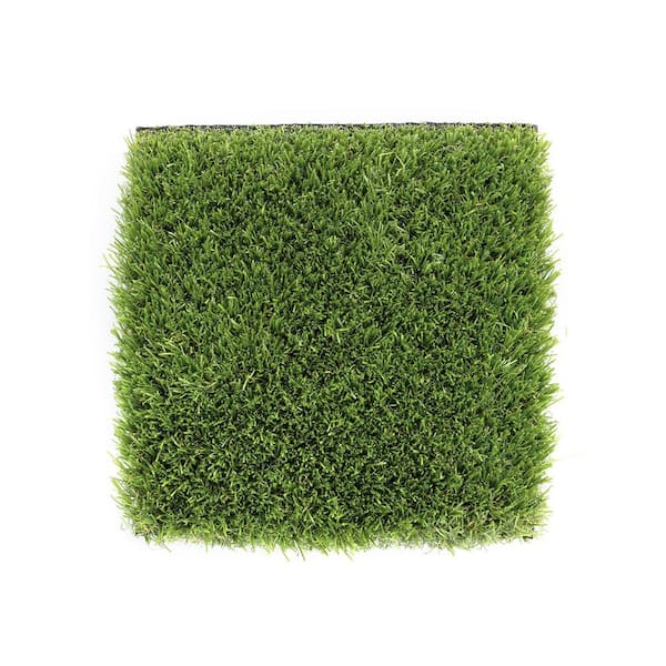 15 ft. W x Cut to Length Green and Tan Quick Draining Artificial Grass Turf