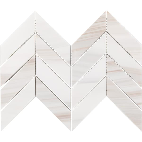 Pietra Divina Calacatta Dolomiti Polished 14 in. x 14 in. Marble Chevron Mosaic Tile (11.1 sq. ft./Case)