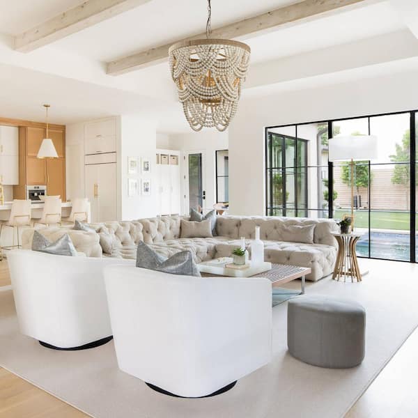 Hatfield 4-Light Bohemia Style Natural Wood Beaded Tiered Chandelier