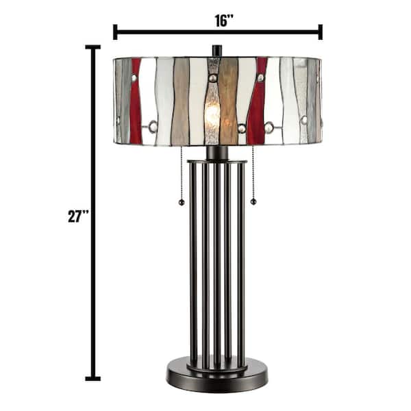 Aston 27 in. Bronze Table Lamp with Hand Rolled Art Glass Shade