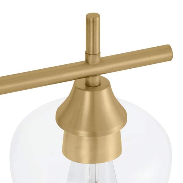 Pavlen 24 in. 3-Lights Antique Brass Vanity Light with Clear Glass Shades