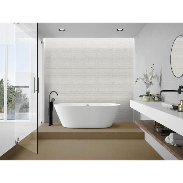 Capella White Brick 2-1/3 in. x 10 in. Matte Porcelain Floor and Wall Tile (5.15 sq. ft./case)