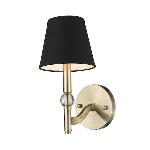 Waverly 1-Light Aged Brass with Tuxedo Shade Wall Sconce