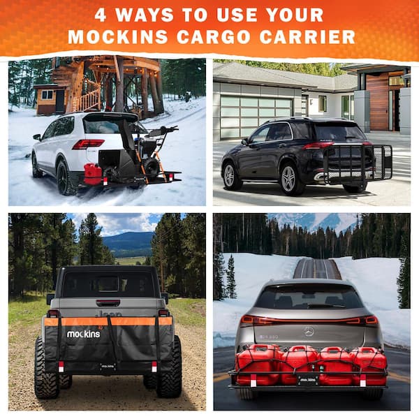 500 lbs. Capacity Hitch Mount Cargo Carrier Basket, 16 cu. ft. Cargo Bag , Thick Straps, Foldable Shank and 2 in. Raise