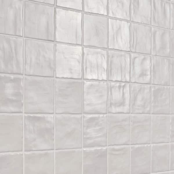 Amagansett Gin White 4 in. x 4 in. Mixed Finish Ceramic Wall Tile (5.38 Sq. Ft. / Case)