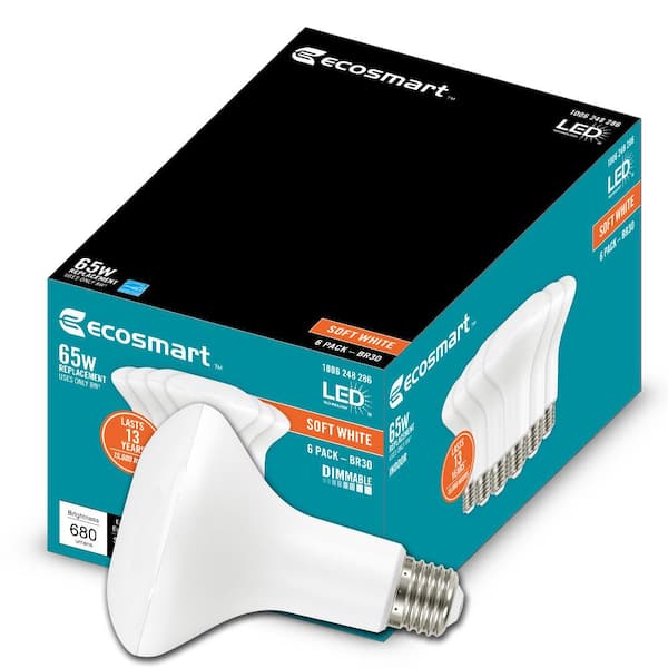 65-Watt Equivalent BR30 Dimmable ENERGY STAR LED Light Bulb Soft White (6-Pack)