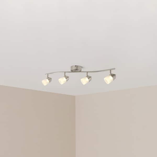 2.6 ft. 4-Light Brushed Nickel Integrated LED Track Lighting Kit