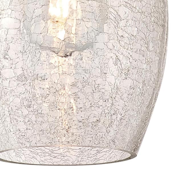1-Light Brushed Nickel Mini Pendant with Clear Crackle Glass Shade
