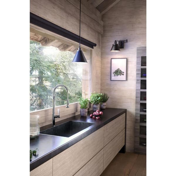 Hinton 1-Light Matte Black Industrial Pendant Light