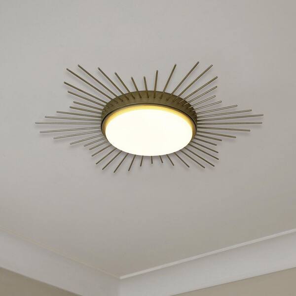 Kieran 18.25 in. 1-Light White Gold LED Flush Mount with Opal Glass Shade