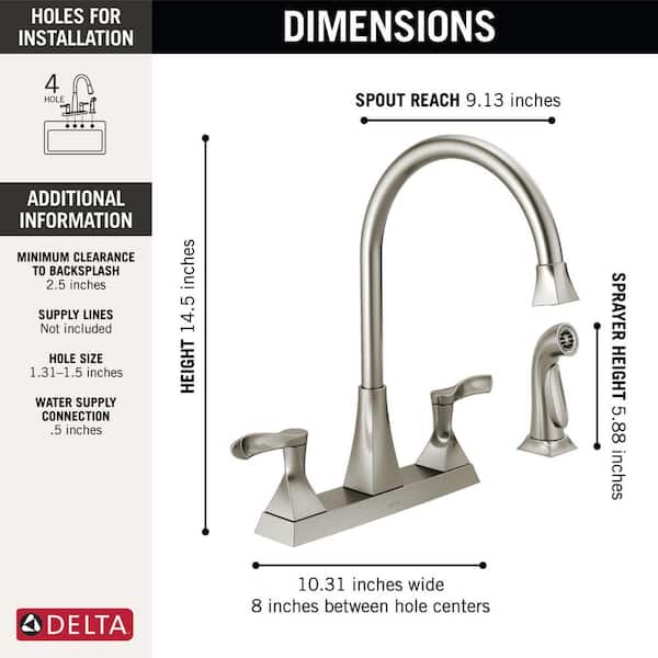 Everly 2-Handle Standard Kitchen Faucet with Spray in Stainless