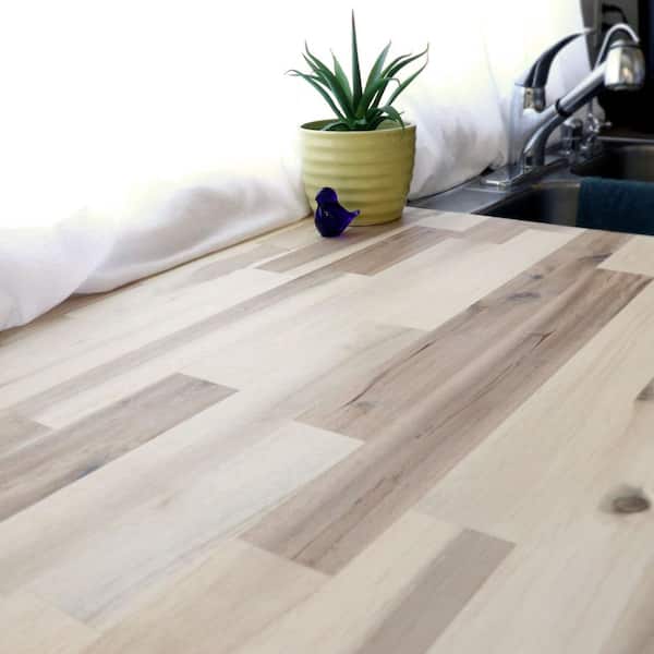 4 ft. L x 25 in. D Unfinished Acacia Solid Wood Butcher Block Countertop With Eased Edge