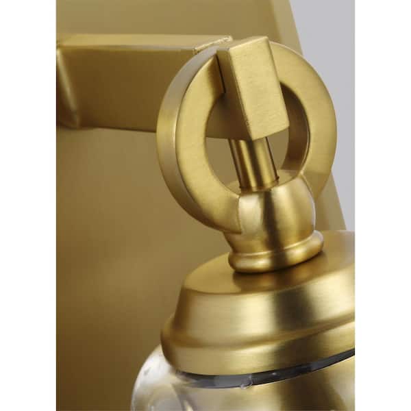 Monterro 5 in. W. 1-Light Burnished Brass Wall Sconce with Clear Seeded Glass Shade