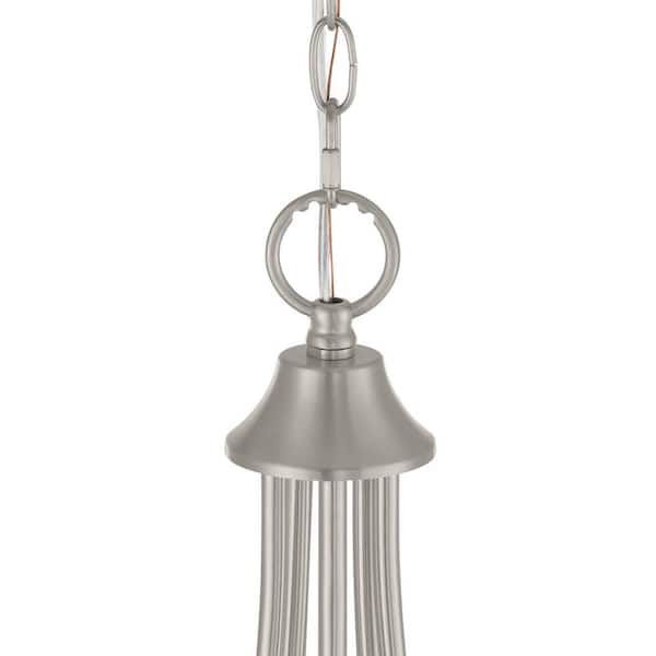 Pavlen 23 in. 5-Light Brushed Nickel Chandelier with Clear Glass Shades