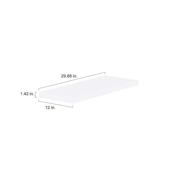 30 in. W X 1.5 in. H X 12 in. D Wallace Warm White Floating Shelf with Mounting Bracket