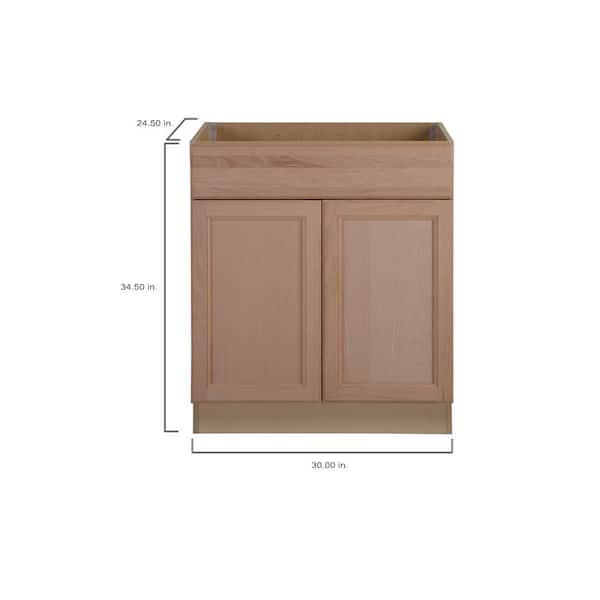 Easthaven Assembled 30x34.5x24 in. Frameless Sink Base Cabinet with False Drawer Front in Unfinished Beech