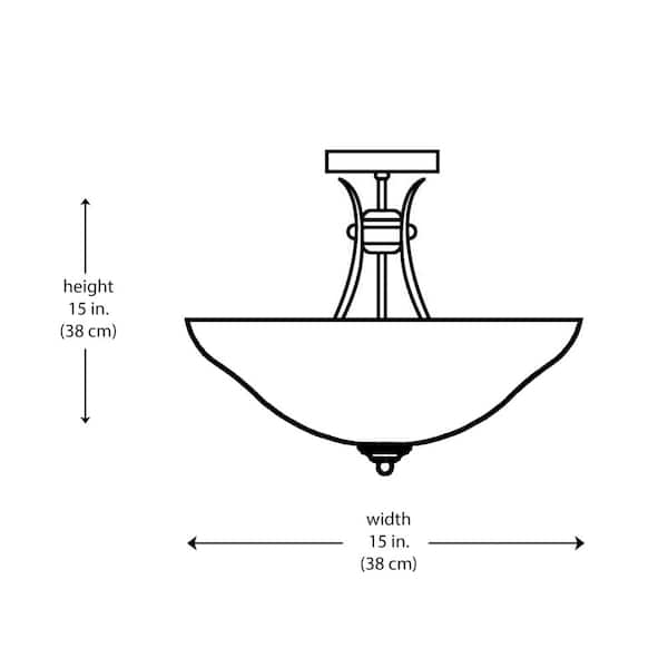 Aspen 15 in. 3-Light Oil Rubbed Bronze Semi-Flush Mount Ceiling Light Fixture with Marbleized Glass Shade
