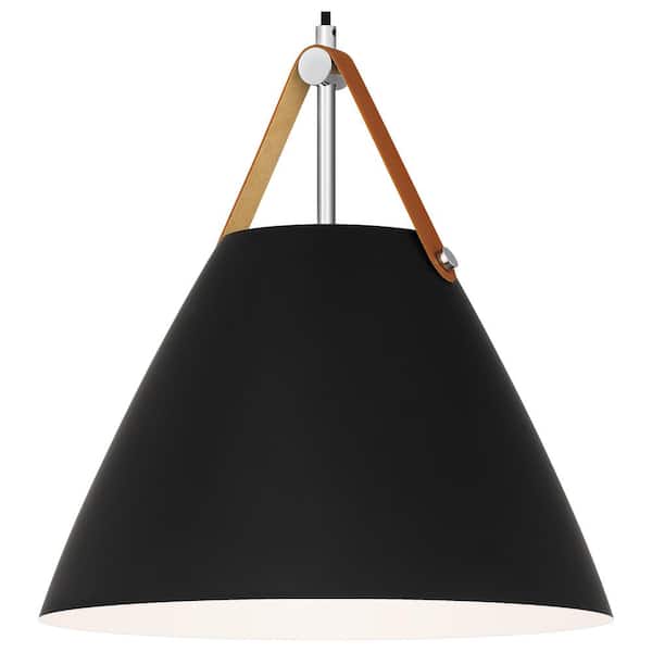 Harper 1-Light Matte Black Pendant with Metal Shade
