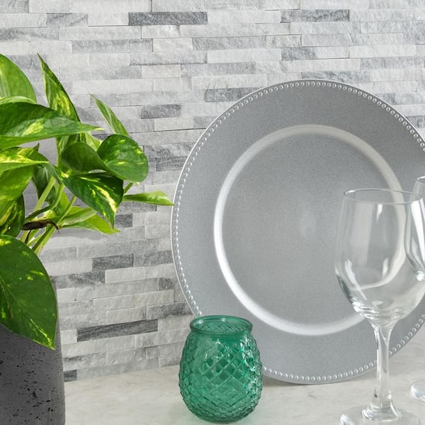 Alaska Gray Split Face 12 in. x 12 in. x 10 mm Textured Marble Mosaic Tile (10 sq. ft. / case)