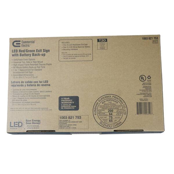 14-Watt Equivalent Integrated LED White Exit Sign with Ni-Cad 4.8-Volt Battery