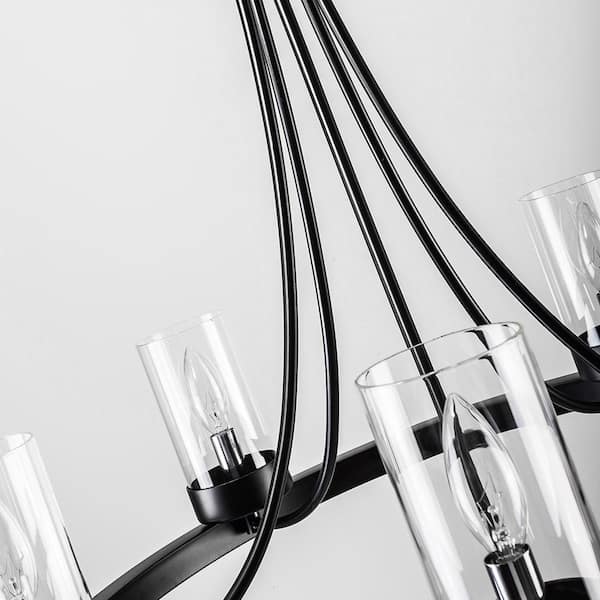 Bismarck 5-Light Black Candle Style Wagon Wheel Chandelier with Wrought Iron Accents