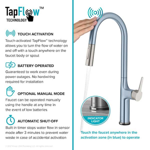 Oletto Single Handle Touch Pull Down Sprayer Kitchen Faucet in Matte Black