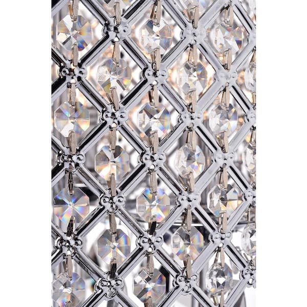 Marya 4-Light Modern Chrome Round Chandelier with Beaded Drum Shade /Hanging Clear Glass Crystals