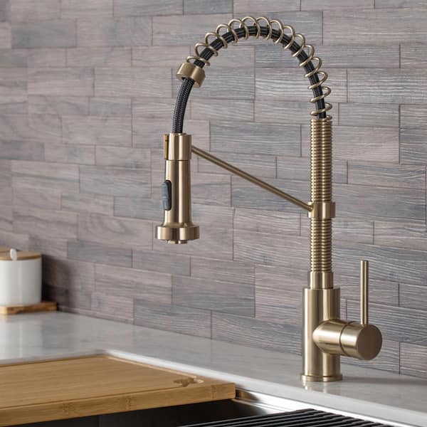 Bolden Single-Handle Pull-Down Sprayer Kitchen Faucet with Dual Function Sprayhead in Spot Free Antique Champagne Bronze