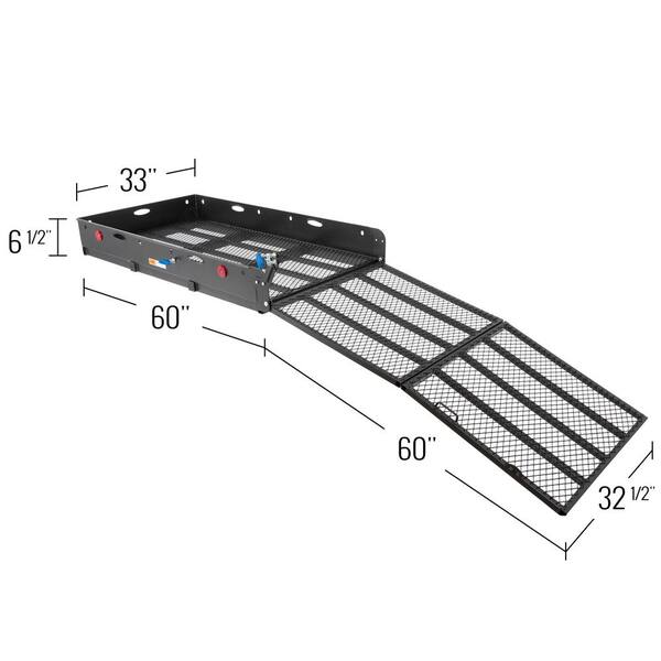 500 lbs. Capacity Heavy-Duty Hitch-Mounted Steel Folding Cargo Carrier with Ramp