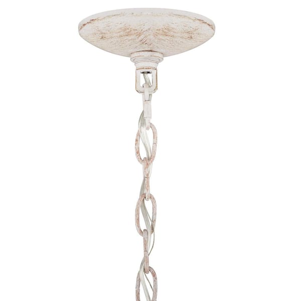 Cayman 3-Light Faux Wood Chandelier Light Fixture with White Beaded Shade