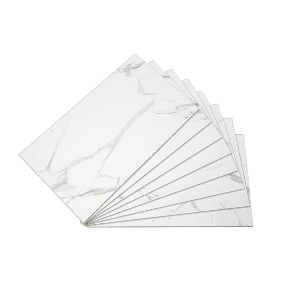 25.6 in. L x 14.8 in. W Carrara Marble No Grout Vinyl Wall Tile (21 sq. ft./case)